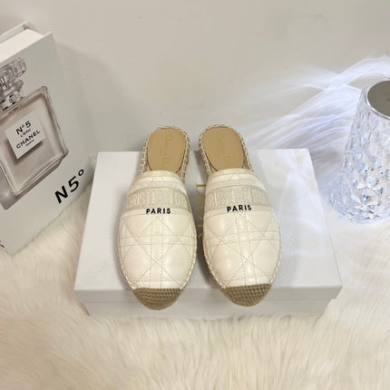 GRANVILLE ESPADRILLE MULE WHITE QUILTED CANNAGE CALFSKIN