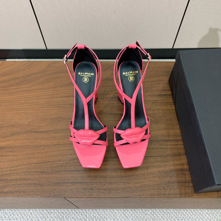 BALMAIN 26S LIP-EMBELLISHED HEELS 105 MM IN PINK CALFSKIN