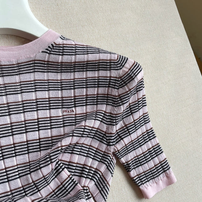 PRADA 26S SHORT-SLEEVE KNIT TOP 1103