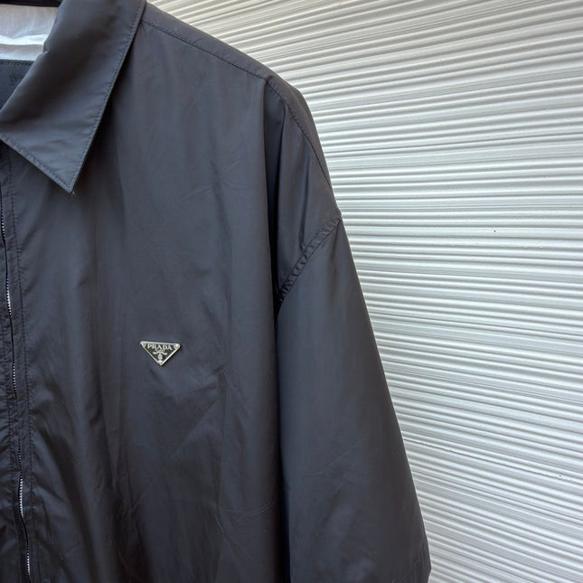 PRADA 26S SHORT-SLEEVE ZIP-UP SHIRT 1030