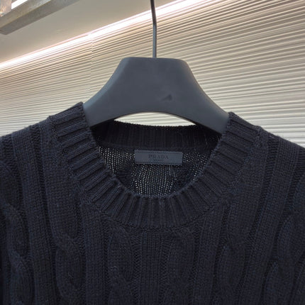 PRADA 26S CABLE-KNIT CREWNECK SWEATER 1092