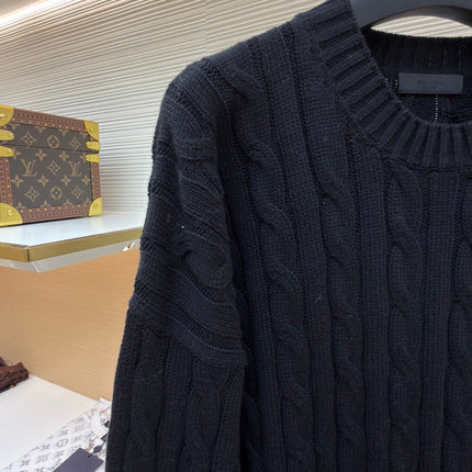PRADA 26S CABLE-KNIT CREWNECK SWEATER 1092