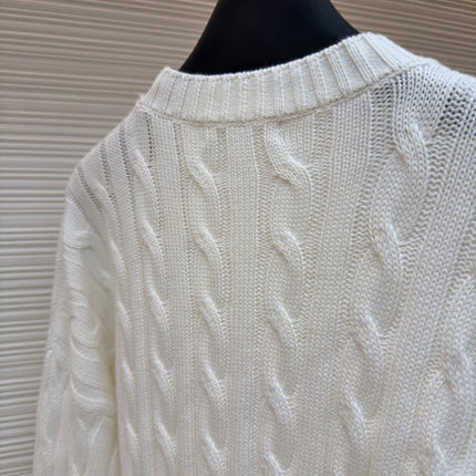 PRADA 26S CABLE-KNIT CREWNECK SWEATER 1091