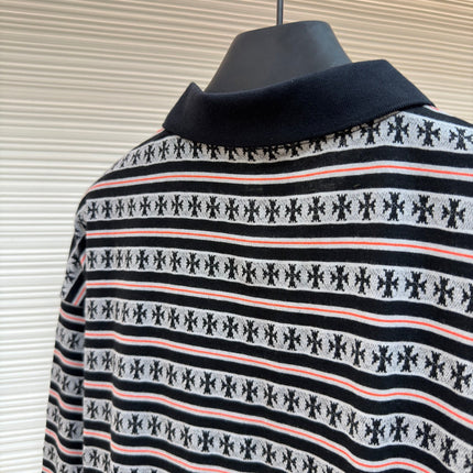 CHROME HEARTS 26S LONG-SLEEVE STRIPED POLO SHIRT 081