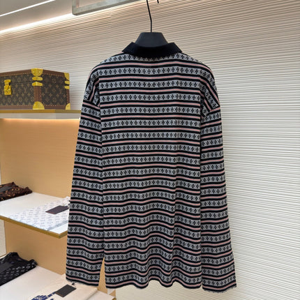 CHROME HEARTS 26S LONG-SLEEVE STRIPED POLO SHIRT 081