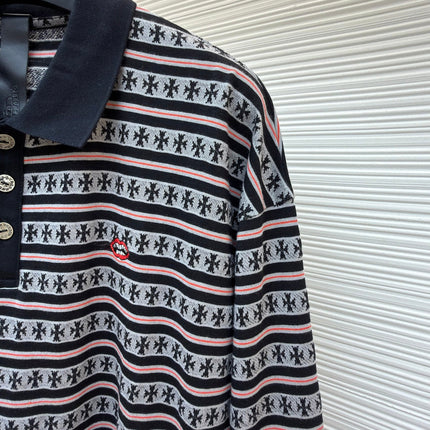 CHROME HEARTS 26S LONG-SLEEVE STRIPED POLO SHIRT 081