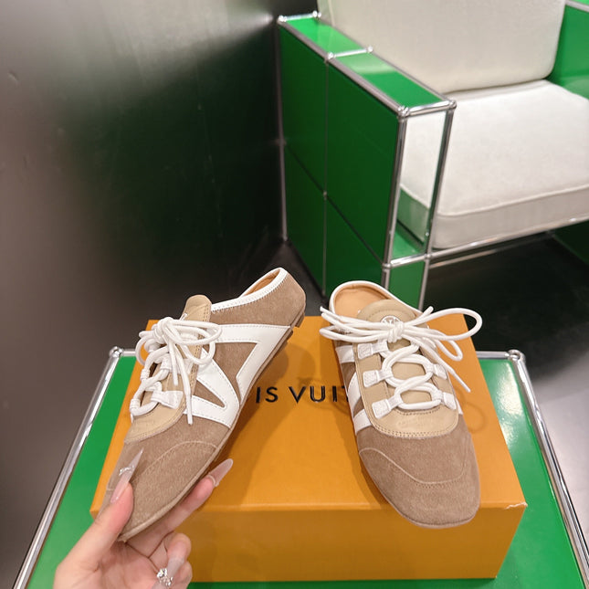 LV 26S MULE SNEAKERS IN CAMEL BEIGE SUEDE