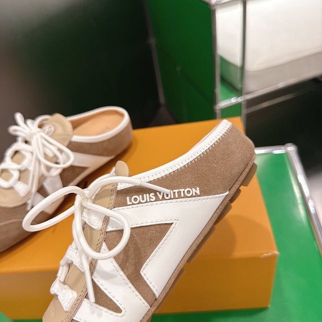 LV 26S MULE SNEAKERS IN CAMEL BEIGE SUEDE
