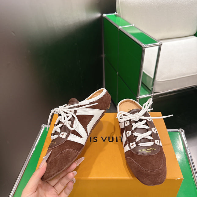 LV 26S MULE SNEAKERS IN DARK BROWN SUEDE