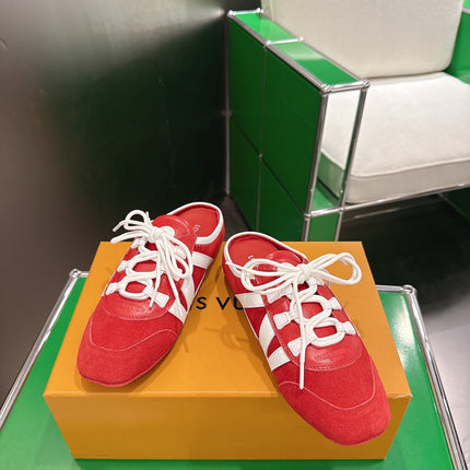 LV 26S MULE SNEAKERS IN RED SUEDE