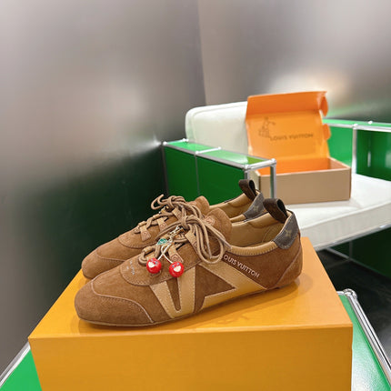 LV 26S SNEAKERS IN DARK BROWN SUEDE WITH CHERRY CHARM
