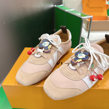 LV 26S SNEAKERS IN BEIGE SUEDE WITH CHERRY CHARM