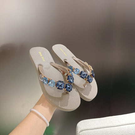 MIUMIU 26S THONG SANDALS IN BEIGE EVA CRYSTAL-EMBELLISHED