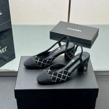 CC SLINGBACK 25S 65 MM IN BLACK SUEDE AND CRYSTALS