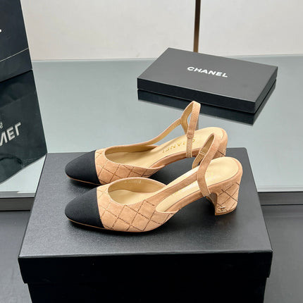 CC SLINGBACK 25S 65 MM IN BEIGE SUEDE AND CRYSTALS
