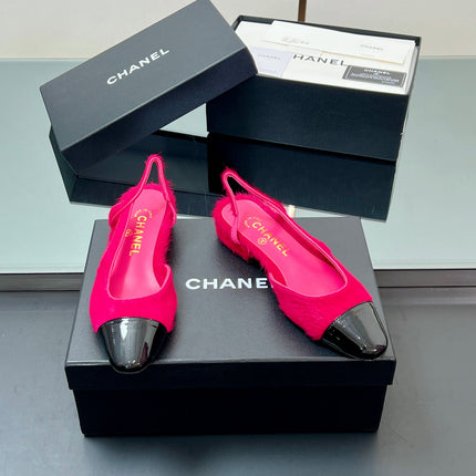 CC PONY HAIR SLINGBACK 25S IN PINK MIX BLACK GLOSSY LEATHER