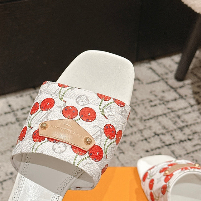 LV CHERRY HIGH HEELS 25S 55 MM IN WHITE CALFSKIN STYLE 11