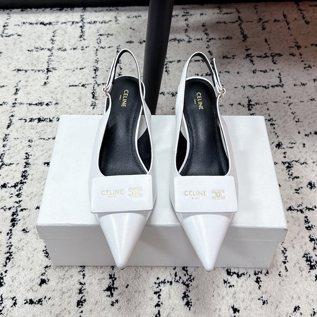 CELINE 26S HIGH-HEEL SLINGBACK 35 MM IN WHITE CALFSKIN