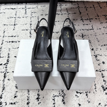 CELINE 26S HIGH-HEEL SLINGBACK 35 MM IN BLACK CALFSKIN