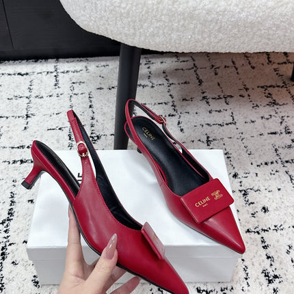 CELINE 26S HIGH-HEEL SLINGBACK 35 MM IN DARK RED CALFSKIN