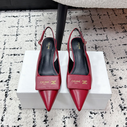 CELINE 26S HIGH-HEEL SLINGBACK 35 MM IN DARK RED CALFSKIN