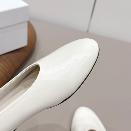 THE ROW 26S BALLET FLATS IN WHITE CALFSKIN
