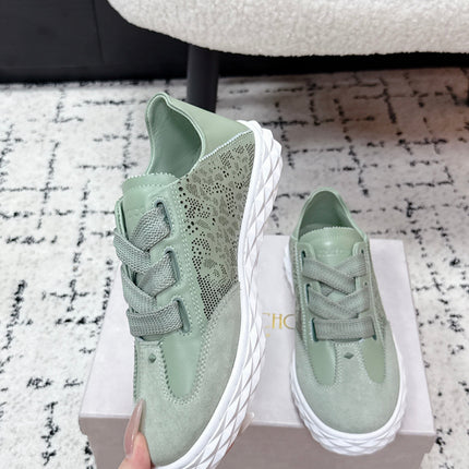 JIMMY CHOO 26S SNEAKERS IN SAGE GREEN SUEDE