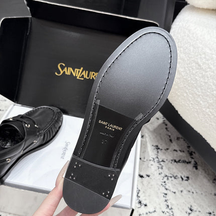 YSL 26S LOAFERS IN BLACK CALFSKIN WITH HORIZONTAL STRAP