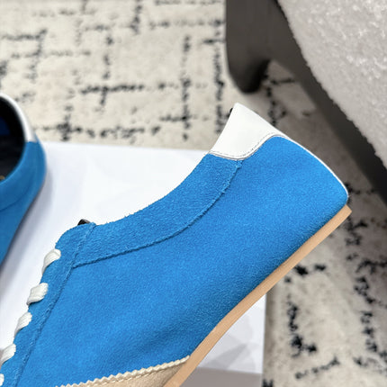 CELINE 26S LOW TOP SNEAKERS IN BLUE SUEDE AND WHITE LEATHER TRIM