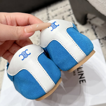 CELINE 26S LOW TOP SNEAKERS IN BLUE SUEDE AND WHITE LEATHER TRIM