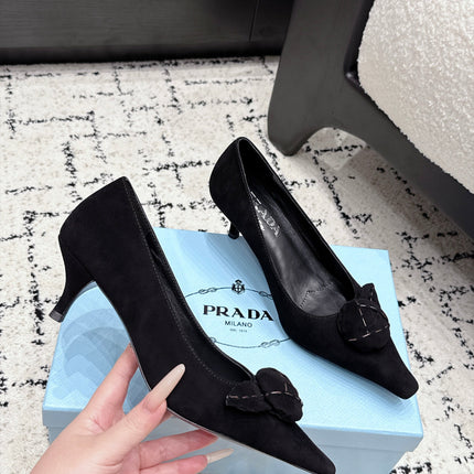 PRADA 26S HIGH HEELS 55 MM IN BLACK SUEDE
