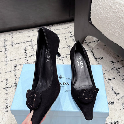PRADA 26S HIGH HEELS 55 MM IN BLACK SUEDE