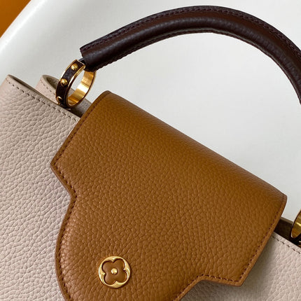 LV 26S CAPUCINES BAG 31 IN GRAYISH BEIGE TAURILLON CALFSKIN