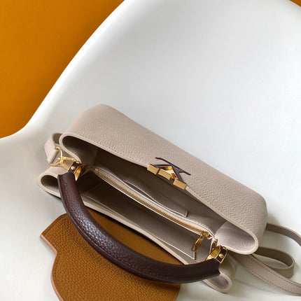 LV 26S CAPUCINES BAG 31 IN GRAYISH BEIGE TAURILLON CALFSKIN