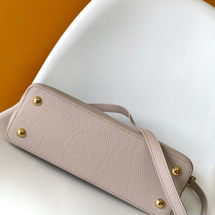 LV 26S CAPUCINES BAG 31 IN GRAYISH BEIGE TAURILLON CALFSKIN