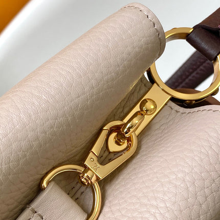 LV 26S CAPUCINES BAG 27 IN GRAYISH BEIGE TAURILLON CALFSKIN