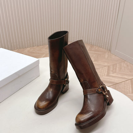 CHLOÉ 26S BOOTS 45 MM IN BROWN CALFSKIN