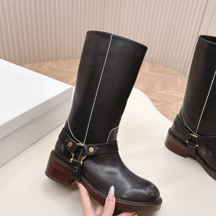 CHLOÉ 26S BOOTS 45 MM IN BLACK CALFSKIN