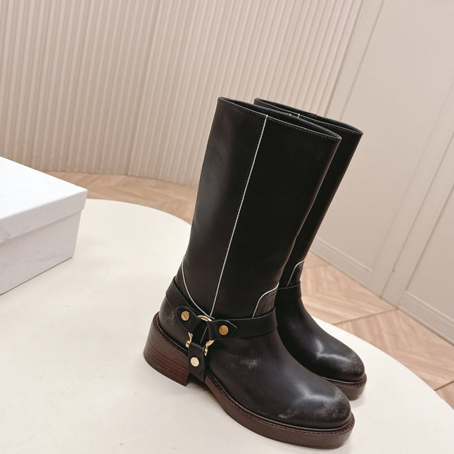 CHLOÉ 26S BOOTS 45 MM IN BLACK CALFSKIN