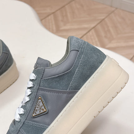 PRADA 26S PLATFORM SNEAKERS 50MM IN DARK GREY SUEDE