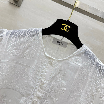 CELINE 26S EMBROIDERED SHORT-SLEEVE SHIRT 450