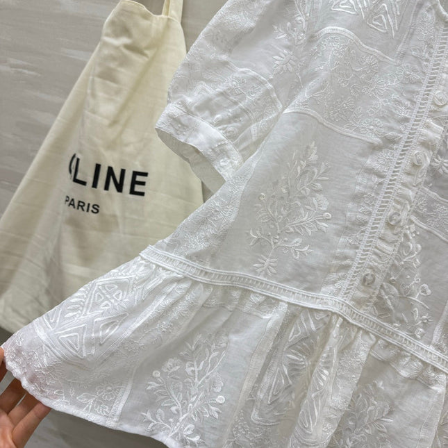CELINE 26S EMBROIDERED SHORT-SLEEVE SHIRT 450