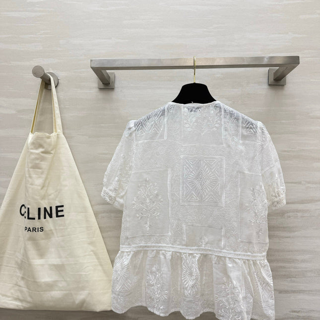 CELINE 26S EMBROIDERED SHORT-SLEEVE SHIRT 450