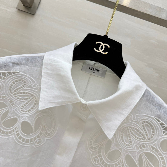 CELINE 26S WHITE SHORT-SLEEVE SHIRT 414
