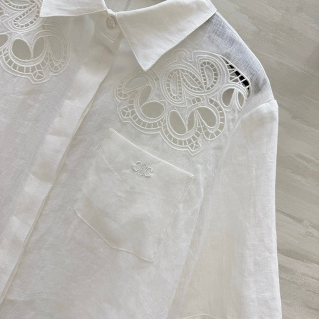 CELINE 26S WHITE SHORT-SLEEVE SHIRT 414