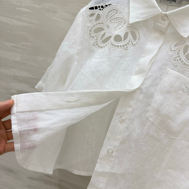 CELINE 26S WHITE SHORT-SLEEVE SHIRT 414