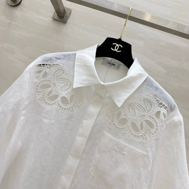 CELINE 26S WHITE SHORT-SLEEVE SHIRT 414