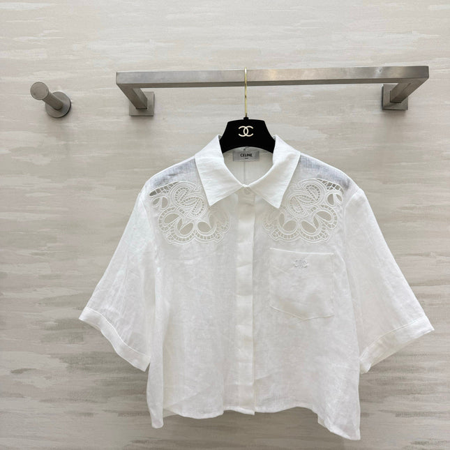 CELINE 26S WHITE SHORT-SLEEVE SHIRT 414