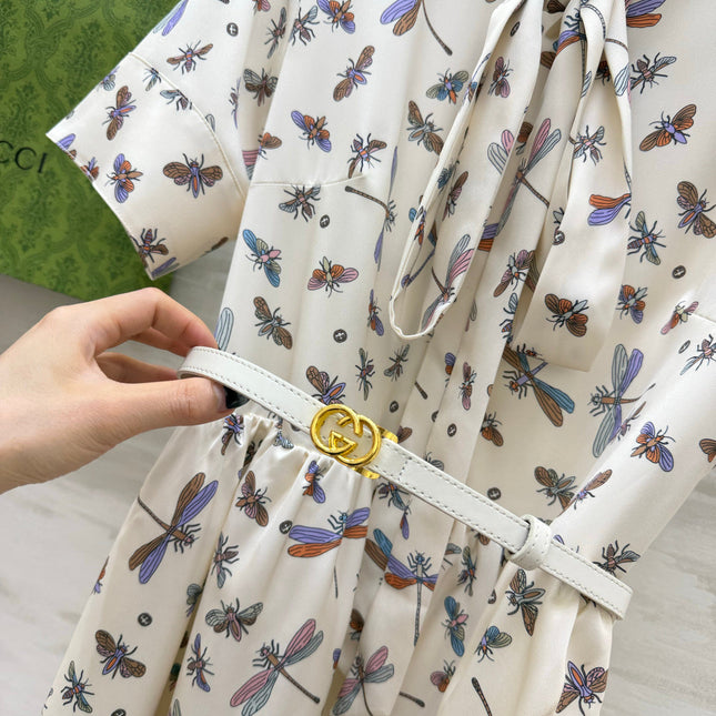 GUCCI 26S SHORT-SLEEVE BOW-TIE DRESS 409