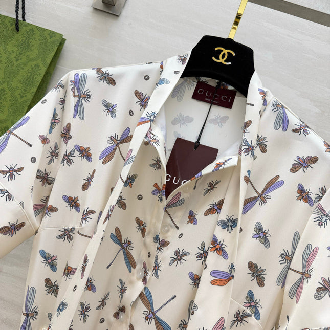 GUCCI 26S SHORT-SLEEVE BOW-TIE DRESS 409